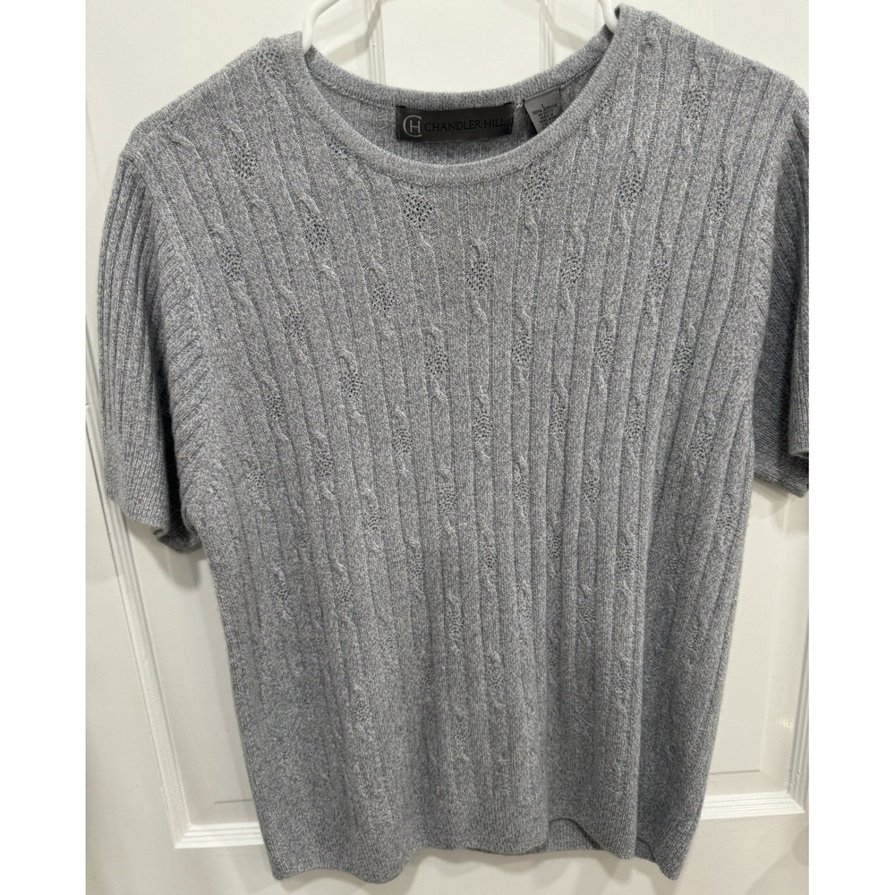 Womens Gray Chandler Hill Short Sleeve Sweater Large Timeless Piece
